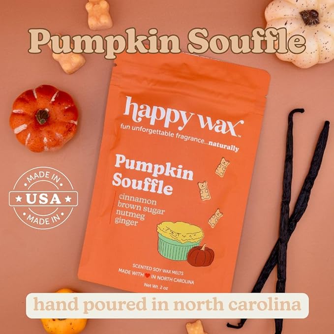 Happy Wax Savory Mix Premium Scented Natural, Non Toxic Soy Wax Melts – 6 Total Oz. of Scented Wax Melts. Includes: Cinnamon Chai, Apple Harvest, and Pumpkin Soufflé