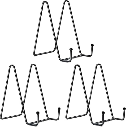 Kruodop 3 Pack 8 Inch Plate Stands for Display, Plate Holder Display Stand, Picture Frame Stand Black Metal Frame Holder Stands for Book,Small Easel,Decorative Plate,Photo and Platter,Tabletop Art