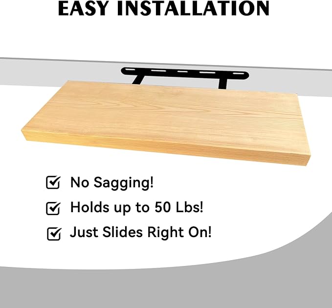 BGMG Wood Floating Shelves 16 inch, Wide Rustic Wooden Wall Shelves for Bathroom Living Room Bedroom Kitchen Farmhouse Set of 2-16x 6.7 x1.25 inch- DIY-Unfinished