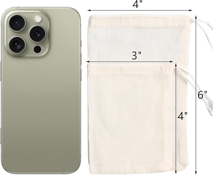 Eketirry Spice Bags, 10pcs Reusable Empty Tea Bags, Muslin Strainer Bags, Soup Bags for Cooking, Natural Cotton Fine Mesh Cheesecloth Bags for Cold Brew Coffee(3 x4" &4 x6")