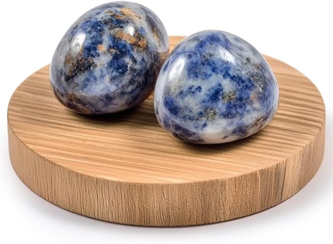 Polished Blue Spot Jasper Crystal Stones - 2 Pcs of 1.2" Worry Stone for Anxiety, Pocket Palm Stone Super Large Handpicked Natural Tumbled Gemstones for Meditation, Reiki, Chakra Healing, Home Decor