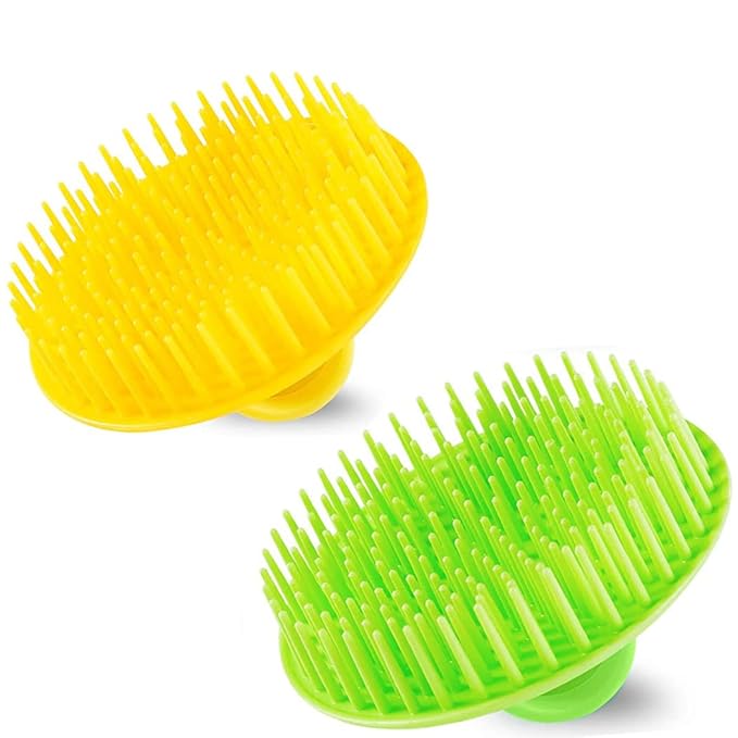 2Pack Hair Scalp Exfoliator Brush Dandruff Cleaning Brush, Flexible Scalp Massager, Shower Shampoo Brush for Home, Office, Travel and Pets-HGLV2