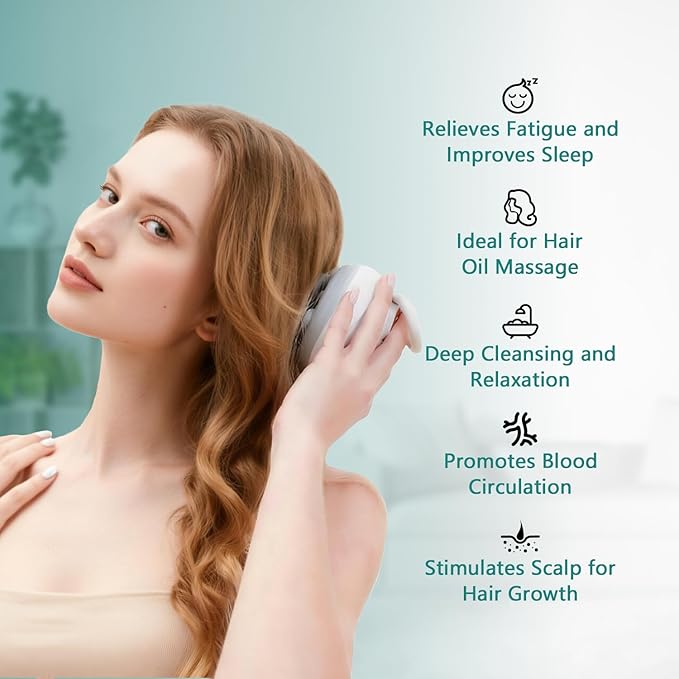 TISSCARE Electric Scalp Massager, Cordless Head Massager Scalp for Hair Growth and Stress Relax, 3 Speed Modes, Waterproof Handheld Portable Head Scratcher for Pet Dog Cat Massage, Gift for Women Men