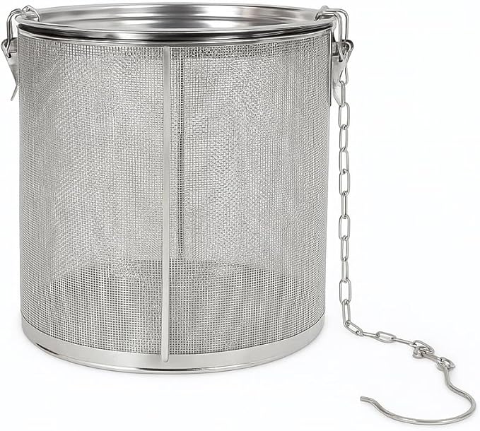 7 Inch Large Capacity Stainless Steel Seasoning Strainer and Spice Filter, Tea Mesh Infuser Strainer with Extended Chain, Reusable Herb Basket for Soup, Stew, Hot Pot, Broth