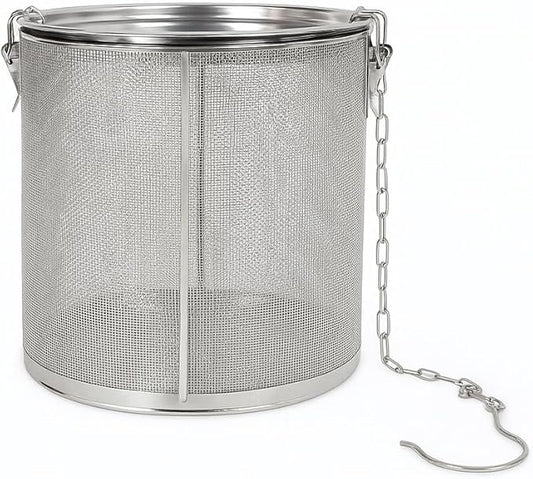 7 Inch Large Capacity Stainless Steel Seasoning Strainer and Spice Filter, Tea Mesh Infuser Strainer with Extended Chain, Reusable Herb Basket for Soup, Stew, Hot Pot, Broth