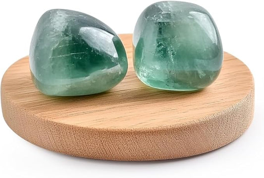 Polished Green Fluorite Crystal Stones - 2 Pcs of 1.2" Worry Stone for Anxiety, Pocket Palm Stone Super Large Handpicked Natural Tumbled Gemstones for Meditation, Reiki, Chakra Healing, Home Decor