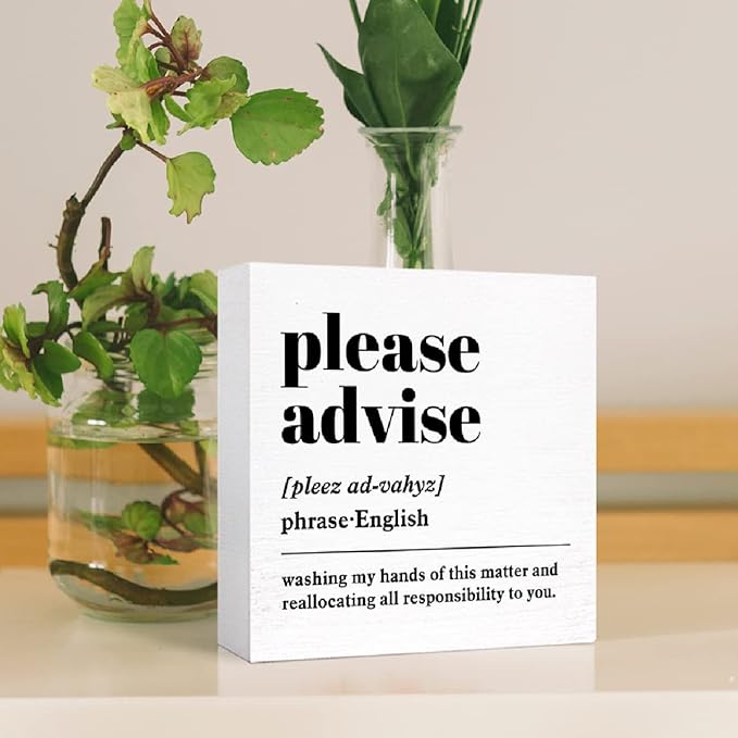 Funny Definition Desk Decor, Humorous Wooden Block Sign for Home Office & Cubicle, Office Gift for Friend or Coworker