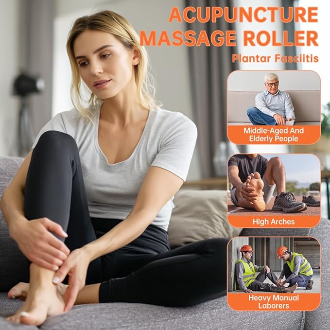 Plantar Fasciitis Relief Massager with Ice Pack, Cold Therapy & Reflexology Foot Roller for Instant Neuropathy Pain Relief, Foot Massager for Circulation, Reduce Swelling to Happy Health Foot
