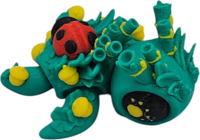 Articulating Turtle Fidget Animal Figurines – Unique 3D Printed Collectibles, Poseable Desk Animals For Adults, Stress Relief and Display Gift (LUCKY TURTLE)
