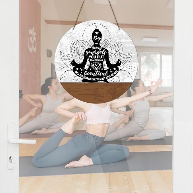 Meditation Room Decor Sign, Yoga Studio Wall Decoration Home Gym Spiritual Room Zen Den Hanging Decor Sign, Please Do Not Disturb Sign, Gifts for Yoga Instructor Lover, By Being Yourself