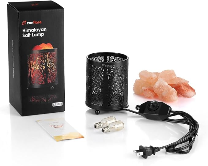 Zanflare Salt Lamp, Pink Salt Lamp, Salt Rock Lamp, Night Light in Fawn Design Metal Basket with Dimmer Switch, for Mother's Day, House Warming, Holiday Gift for Mom