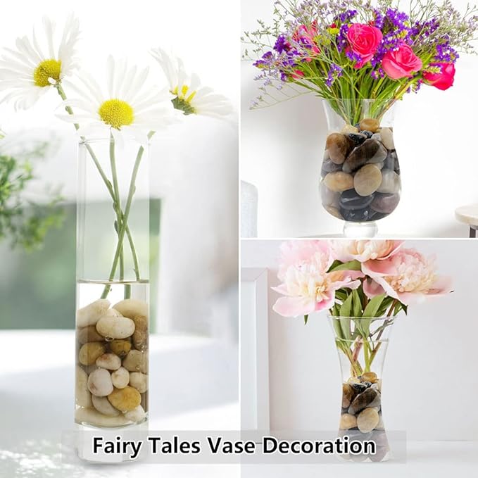 10lbs Pebbles for Indoor Plants, 1-2 Inch Mixed Color High Polished River Rocks Outdoor Decorative Stones Vase Filler Fish Tank Aquariums Landscaping Garden Outdoor and Indoor DIY