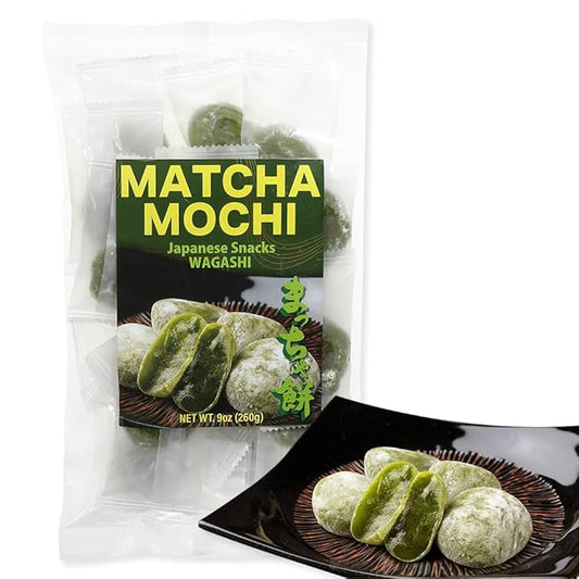 Matcha Mochi Candies – Japanese Green Tea Rice Cake, Authentic Matcha Wagashi, Individually Wrapped, Soft & Chewy Mochi Snack, japanese snacks, Japanese food 9oz (260g)