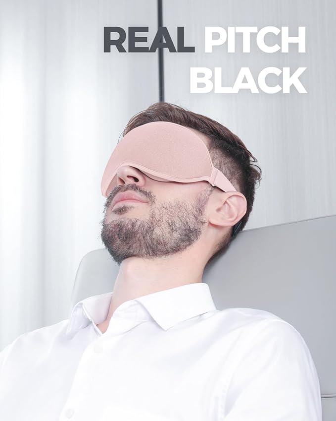 MZOO Luxury Sleep Mask for Back, Side Sleeper, Complete Light Blocking Sleeping Eye Mask Night Blindfold, 3D Zero Pressure & Spacious for Lash Extensions, Breathable Soft Eye Cover Flight Nap Travel