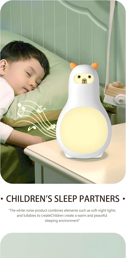 24 Soothing White Noise Machine with Warm Night Light, Portable Rechargeable 12H Sleep Sound Machine for Baby & Adults, Timer, Desktop Relaxation Lamp for Nursery, Office, Bedroom