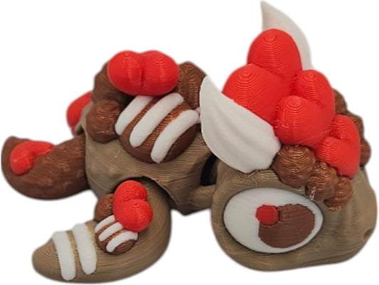 Articulating Turtle Fidget Animal Figurines – Unique 3D Printed Collectibles, Poseable Desk Animals For Adults, Stress Relief and Display Gift (CHOCOLATE LOVERS TURTLE)