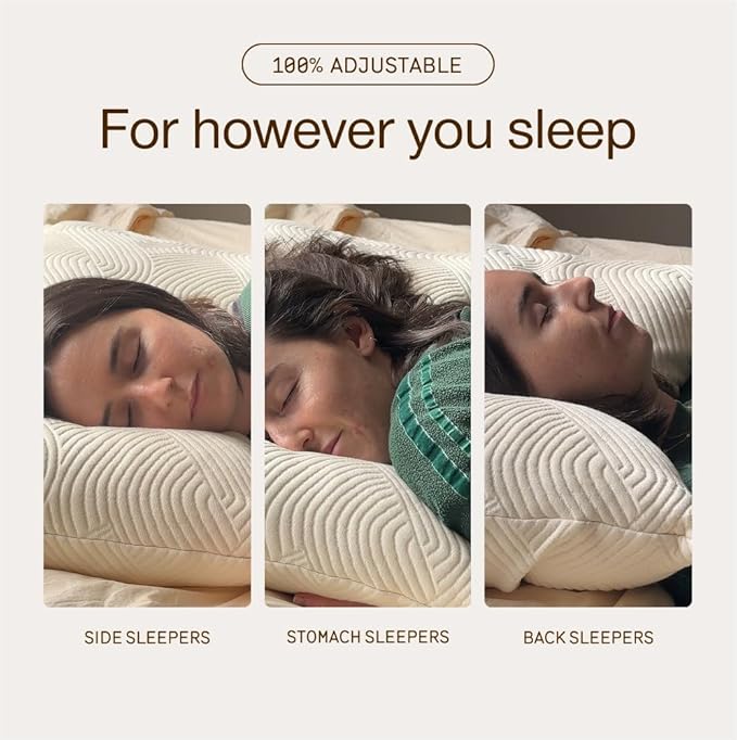 Coop Home Goods Adjustable Latex Pillow Queen, Talalay Latex & Microfiber Fill, Best Pillows for Sleeping, Ergonomic, Naturally Cooling, Eco-Friendly, Medium Firm for Back, Side & Stomach Sleepers