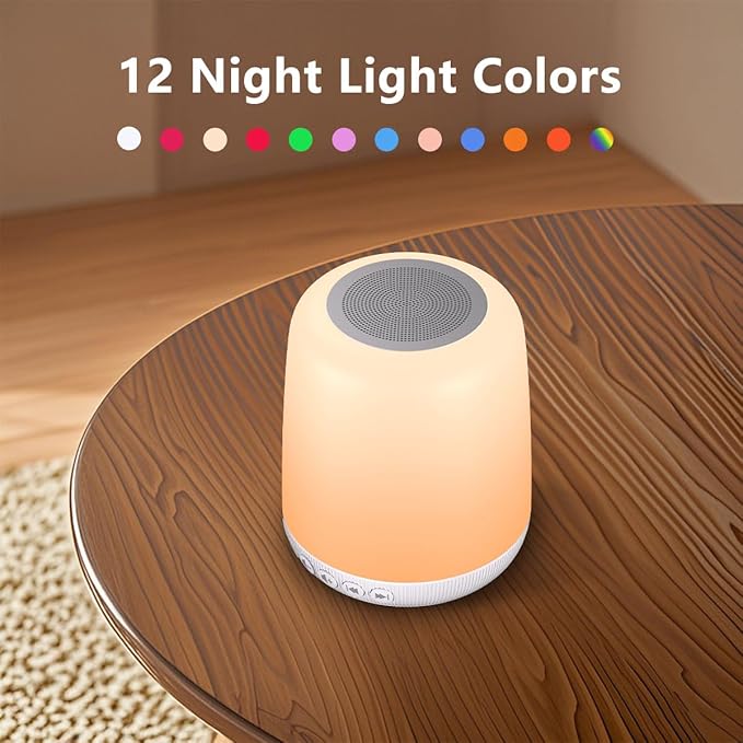 White Noise Sound Machine for Sleep Portable Sound Machine with 30 Soothing Sounds 12 Night Light Colors 4 Timer Sleep Machine for Baby Adults, Smart App Control, Touch Control