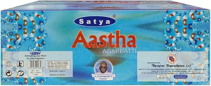 Aastha Incense Sticks and Incense Stick Holder Bundle Insence Insense Satya