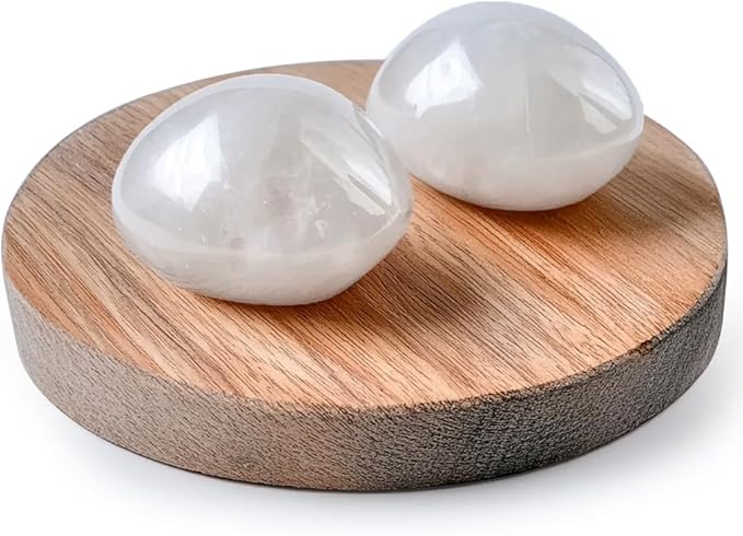 Polished Milky Quartz Crystal Stones - 2 Pcs of 1.2" Worry Stone for Anxiety, Pocket Palm Stone Super Large Handpicked Natural Tumbled Gemstones for Meditation, Reiki, Chakra Healing, Home Decor