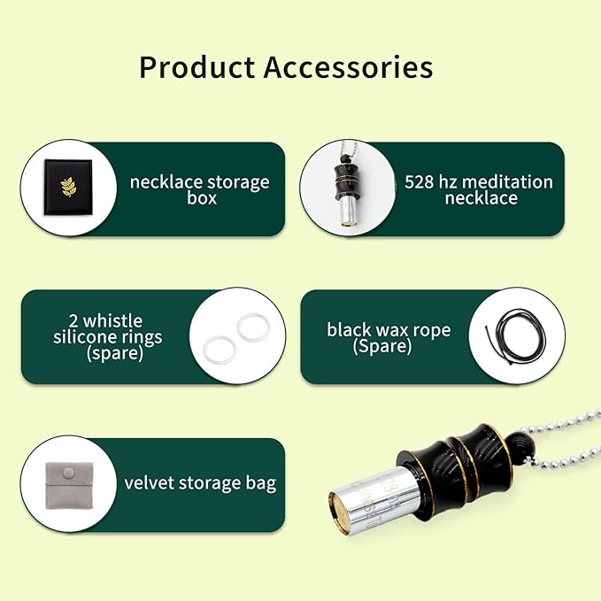 Black Zen Bamboo Whistle 528 Hz Meditation Necklace Breathing Frequency Sound Healing Device by Adjusting The Breathing for Anxiety & Stress Relief Mindfulness