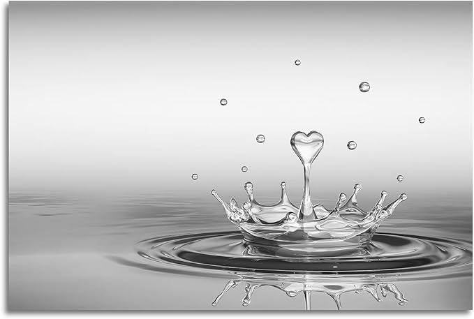 DCMVJHZV Heart Drop Bathroom Poster Black and White Bathroom Wall Art Zen Painting Wall Decor Yoga Meditation Picture Print Spa Room Bedroom Living Room Decorations(12"x16" Unframed)