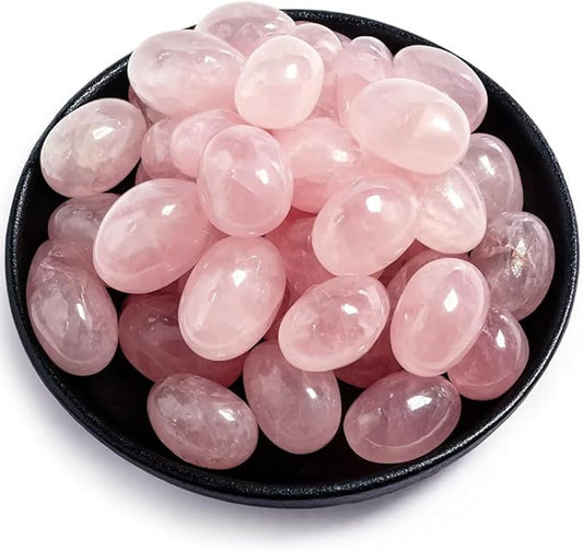 Polished Stone Set Rose Quartz Crystals, 0.8" Handpicked Tumbled Gemstones Rocks, Pebbles for Reiki, Chakra, Healing, Home Decor
