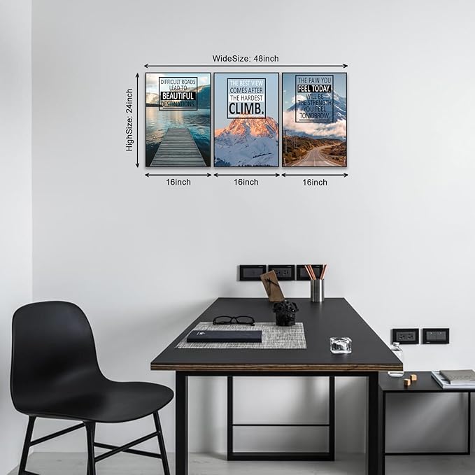 KAWAHONE Inspirational Wall Art, Motivational Quotes Decor Posters, landscape Canvas Wall Art, Positive Affirmations Canvas for Work Place Library, Gym,Office,Living Room