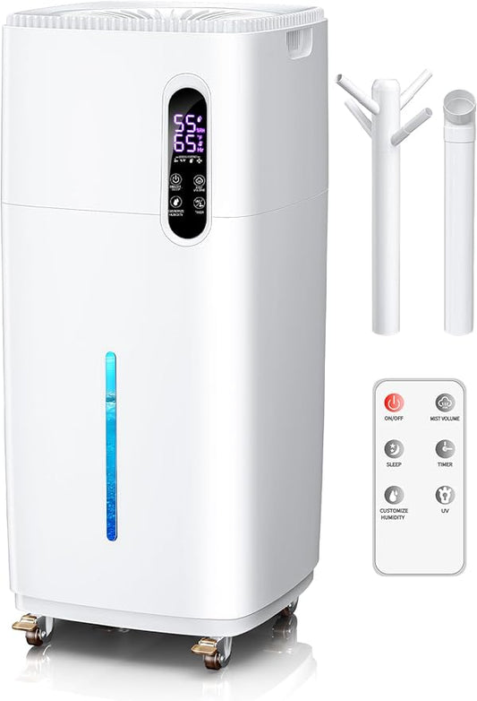 26L/5.7Gal Humidifier Large Room 3000 ft², Supersized Cool Mist, 38H Quiet Humidifiers for Bedroom, 2000mL/h Mist Output, Touch/Remote Control, Humidifiers for Home, Whole House, Plant, White