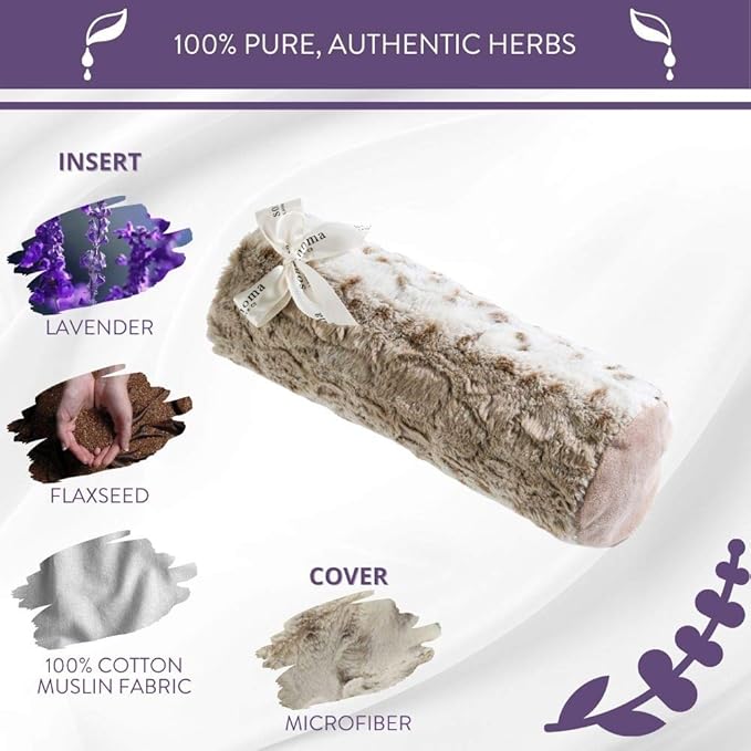 Sonoma Lavender, Lavender Bolster Roll, Microwaveable, Hot/Cold Neck Pillow, Soothing and Relaxing Pain Relief for Neck, Low Back or Behind The Knees, Removable/Washable Cover, (Arctic Circle)