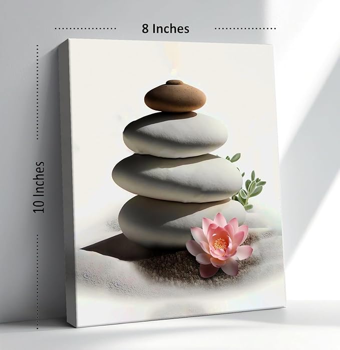 TANXM Framed Zen Bathroom Wall Art Set,Meditation Canvas Wall Art,Zen Sand Posters Prints for Yoga Office Bathroom Bedroom,Set of 4 (Framed 8 x 10 in)