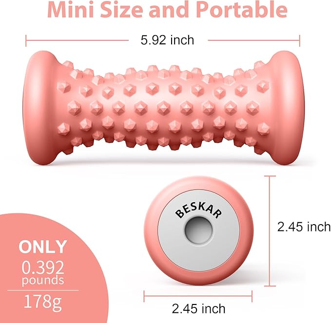 BESKAR Foot Massage Roller for Plantar Fasciitis Relief, Portable Reflexology Tool Pressure Point Massage Rollers, Deep Tissue Massages for Relieving Feet Arch Heel Pain, Myofascial Pain Syndrome