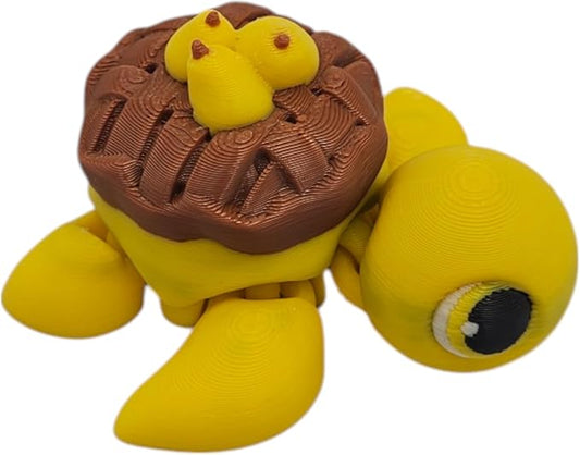 Articulating Turtle Fidget Animal Figurines – Unique 3D Printed Collectibles, Poseable Desk Animals For Adults, Stress Relief and Display Gift (PEAR TURTLE)
