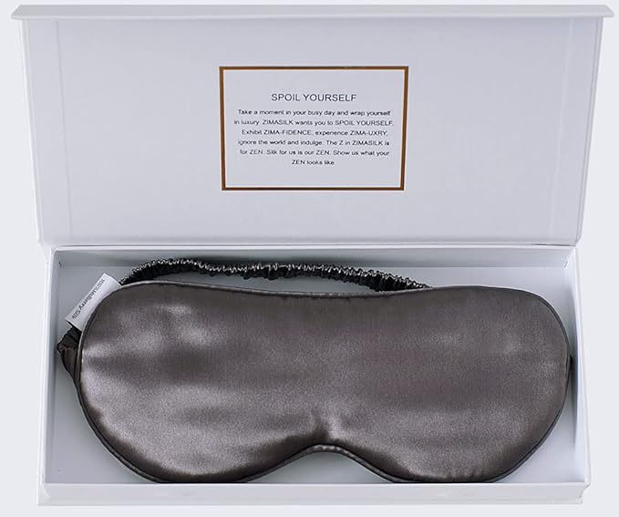 ZIMASILK Adjustable 100% 22 Momme Mulberry Silk Sleep Mask for Sleeping, Filled with Premium Mulberry Silk, Softest & Breathable Eye Sleeping Mask (Blackish Grey)