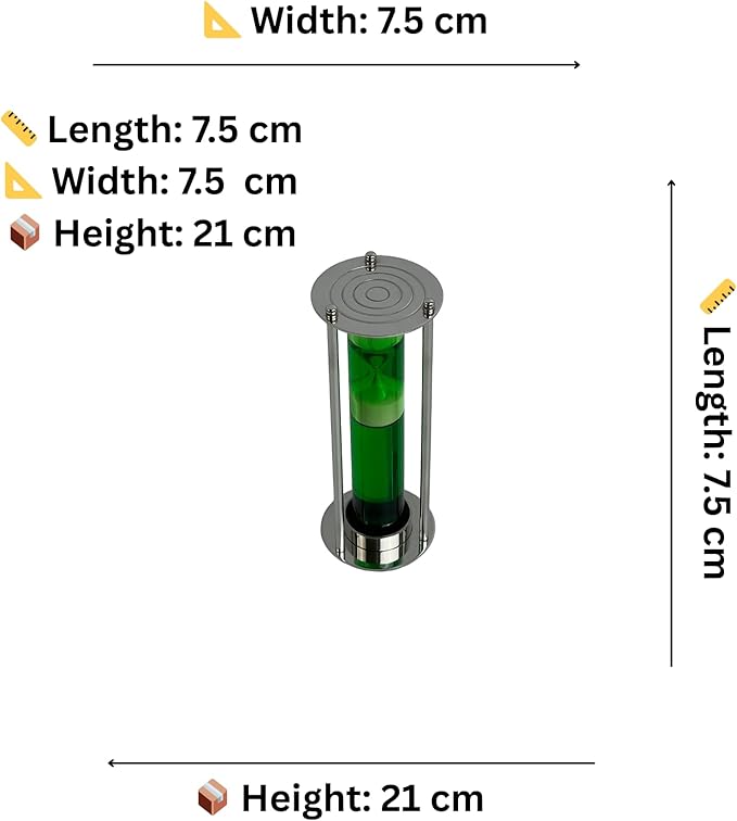 5 Minute Brass Sand Timer with Nickel Finish – Vintage Hourglass for Desk, Home, Office, Meditation & Décor | Antique Sand Clock (21 cm)