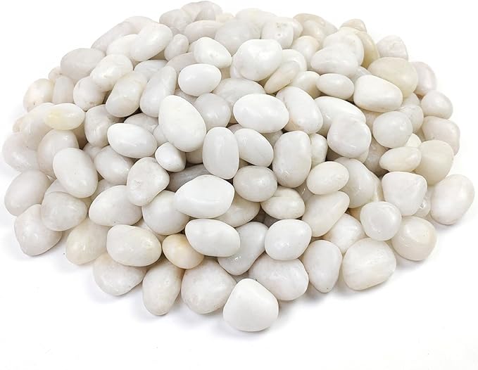 White Pebbles for Indoor Plants, Natural Polished River Rocks, Small Decorative Stones for Planters Vase Fish Tank Aquariums Landscaping Garden, 10lbs