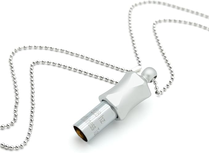 528Hz Breathing Meditation Necklace - Anxiety Relief Whistle, Stress Reduction & Mindfulness Tool for Focus, Calm Breathing - Silver Whistle