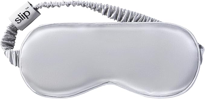 slip Pure Silk Sleep Mask - 100% Pure 22 Momme Mulberry Silk Eye Mask - Comfortable Sleeping Mask with Elastic Band + Filler and Internal Liner, Silver