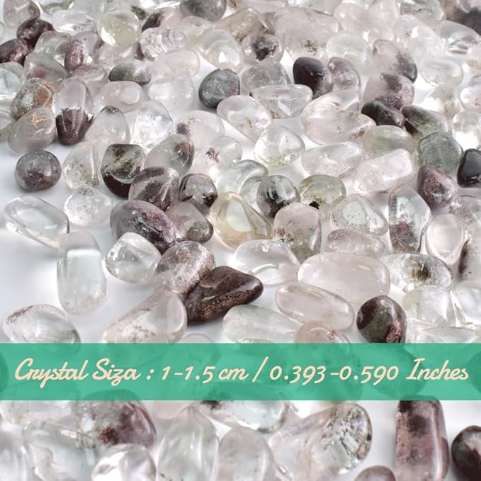 Polished Green Phantom Crystals - 72 Pcs, 0.5" 10 oz Handpicked Natural Tumbled Gemstones Rocks, Pebbles for Reiki, Chakra, Healing Home Decor