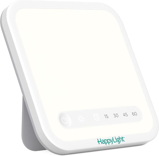 Verilux HappyLight Mini - Portable & Compact Light Therapy Lamp with 10,000 Lux, UV-Free, LED Light with Adjustable Brightness - Boost Mood, Enhance Sleep, & Focus - Small Sun Lamp for Winter Blues