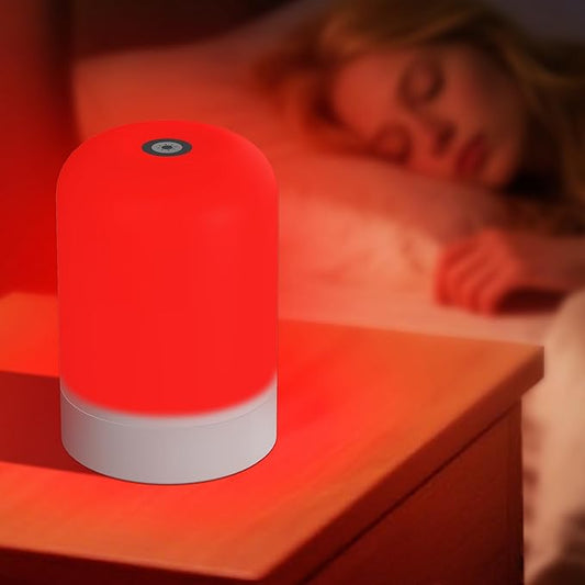 Red Light Therapy Lamp for Sleep & Relaxation – 670nm Bedside Night Light with Touch Control, Dimmable LED Lamp for Bedroom | Cordless, Rechargeable, Portable Design for Travel & Home Use