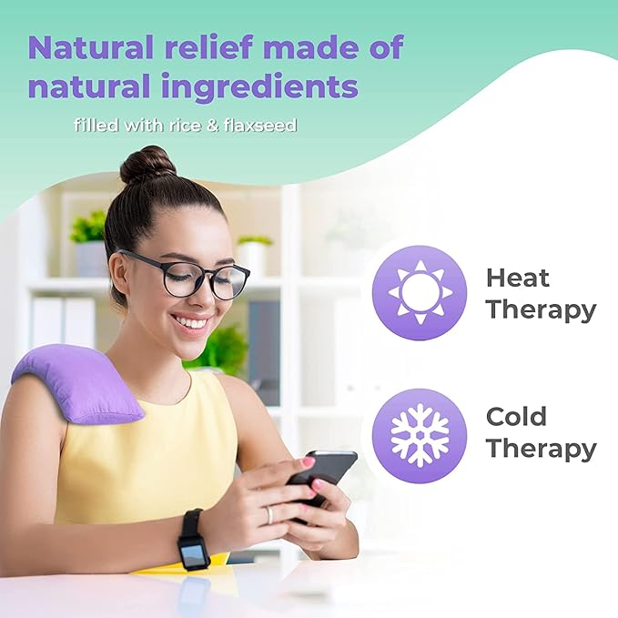 My Heating Pad for a Better Comfort - Moist Microwavable Heating Pads for Joint Pain and Sore Muscles - Microwave Hot Pack Heat Pad for Cramps - Chilled or Heated Pad Therapy Pillow - 2 Packs Purple