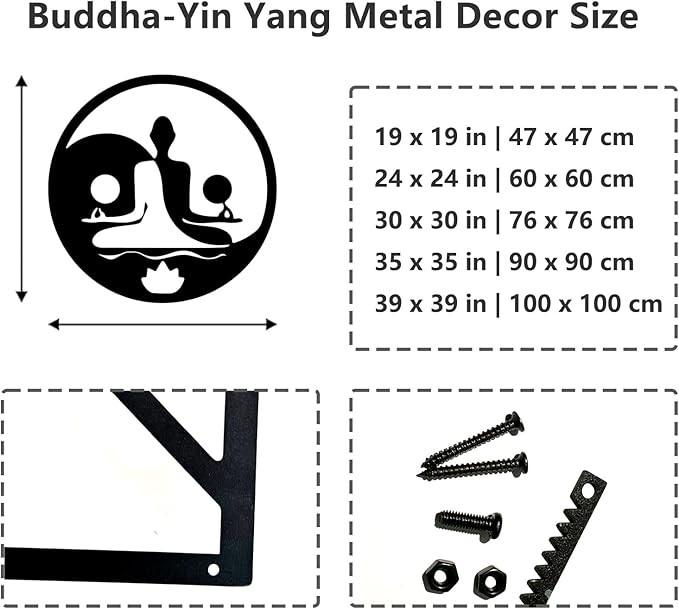 Metal Wall Decor-Metal Buddha Wall Decor, Metal Zen Wall Art, Yin Yang Wall Art, Buddha Wall Art, Meditation Wall Decor, Spiritual Wall Decor, Zen Wall Art, Yoga Room Wall Decor (Gold, 24x24in|60x60cm)