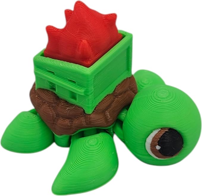 Articulating Turtle Fidget Animal Figurines – Unique 3D Printed Collectibles, Poseable Desk Animals For Adults, Stress Relief and Display Gift (DUMPSTER FIRE CLICKER)