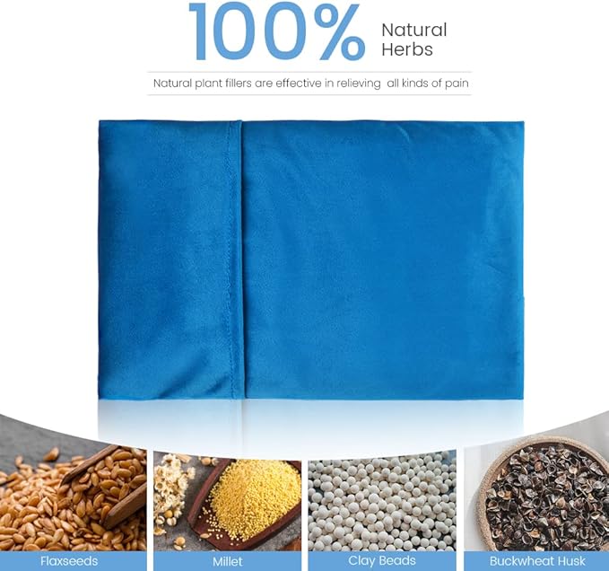 Heating Pad Microwavable with Washable Cover, 8 x 12 Multipurpose Microwave Heating Pad for Neck and Shoulders, Moist Heat Bean Bag Warm Compress for Knee, Muscles, Joints, Wrist (Light Blue)