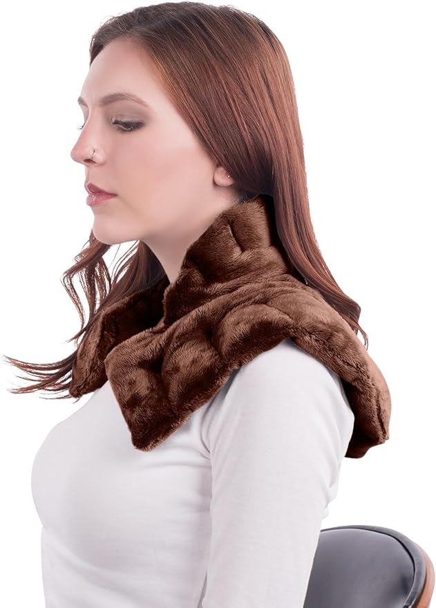Mars Wellness Heated microwavable Neck and Shoulder Wrap - Herbal Hot/Cold Deep Penetrating Weighted Herbal Aromatherapy Shoulder and Neck Therapy Wrap - Made in The USA (Espresso) - 2 Pack