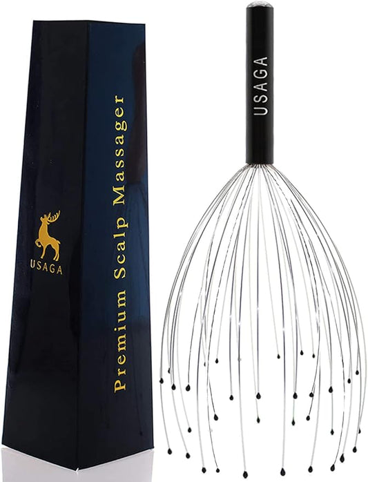 USAGA 36 Fingers Head Massager Scalp Massager Head Scratcher, Stocking Stuffers Gift for Scalp Body Relaxing (Black)