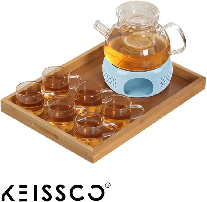 Teapot Warmer, Ceramic Teapot Heater with Cork Cushion Coffee Tea Warmer for Glass, Stainless Steel, Ceramic Teapot and Other Heatproof Dish Warming Use, Blue