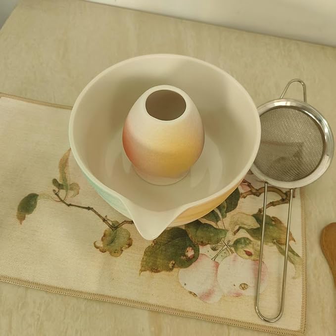 Ceramic Matcha Whisk Set, Complete Matcha Set-8PCS for Ceremonial Grade Matcha, Tea Gifts for Tea Lovers for Christmas, Birthday, Halloween (Rainbow Color)