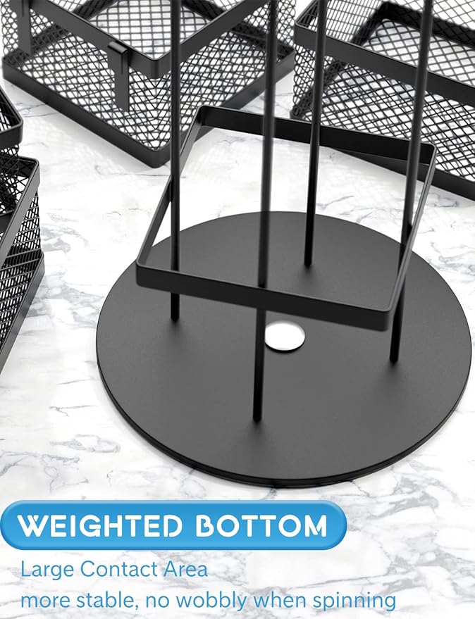 VOGWOLTH Tea Bag Organizer, Tea Bag Storage Holder Spinning Carousel 96 Teabags Container, Lazy Susan Coffee Creamer Sweetener Tea Caddy for Kitchen Counter Cabinet Pantry Shelf Organizer